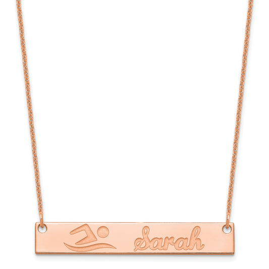 14K Rose Gold Medium Customized Bar Necklace