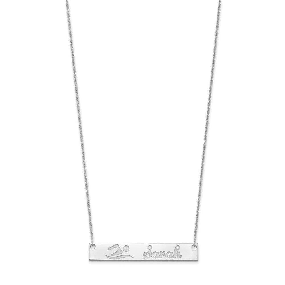 14K White Gold Medium Customized Bar Necklace