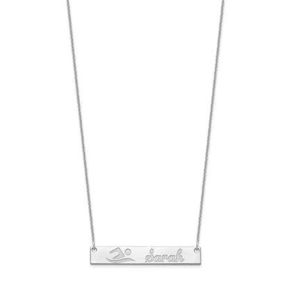 14K White Gold Medium Customized Bar Necklace