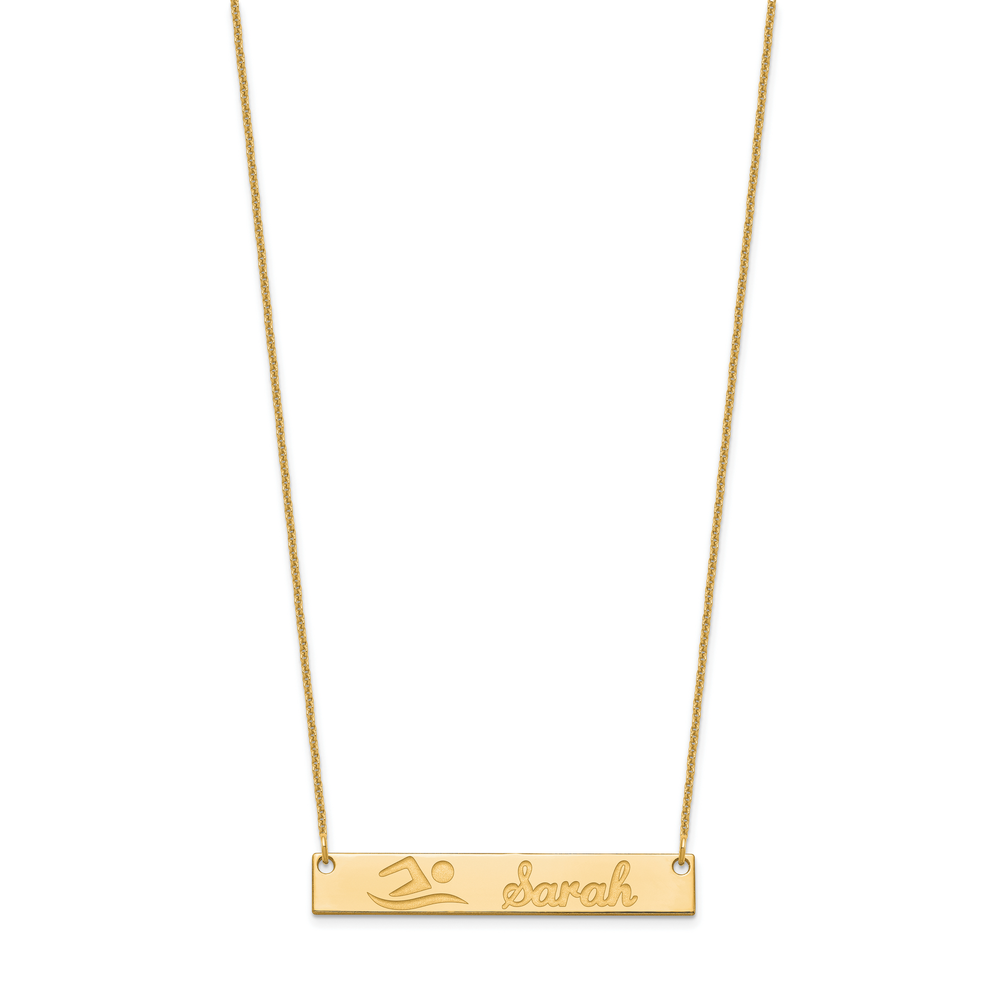 14K Yellow Gold Medium Customized Bar Necklace