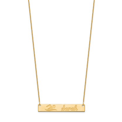 14K Yellow Gold Medium Customized Bar Necklace