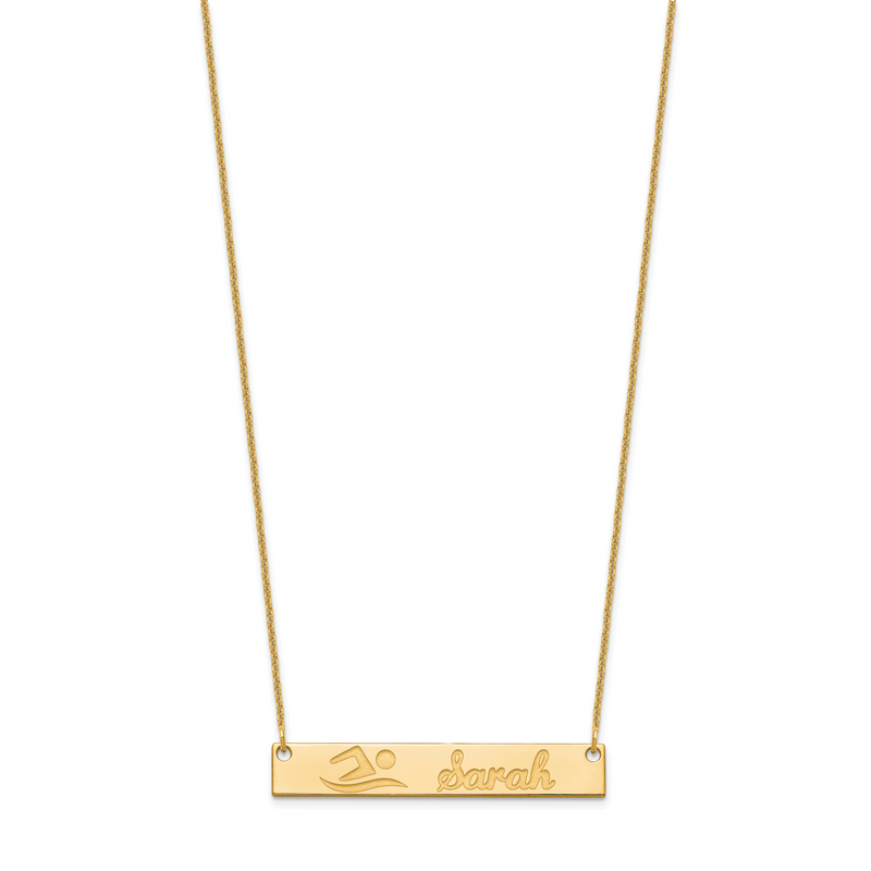 14K Yellow Gold Medium Customized Bar Necklace