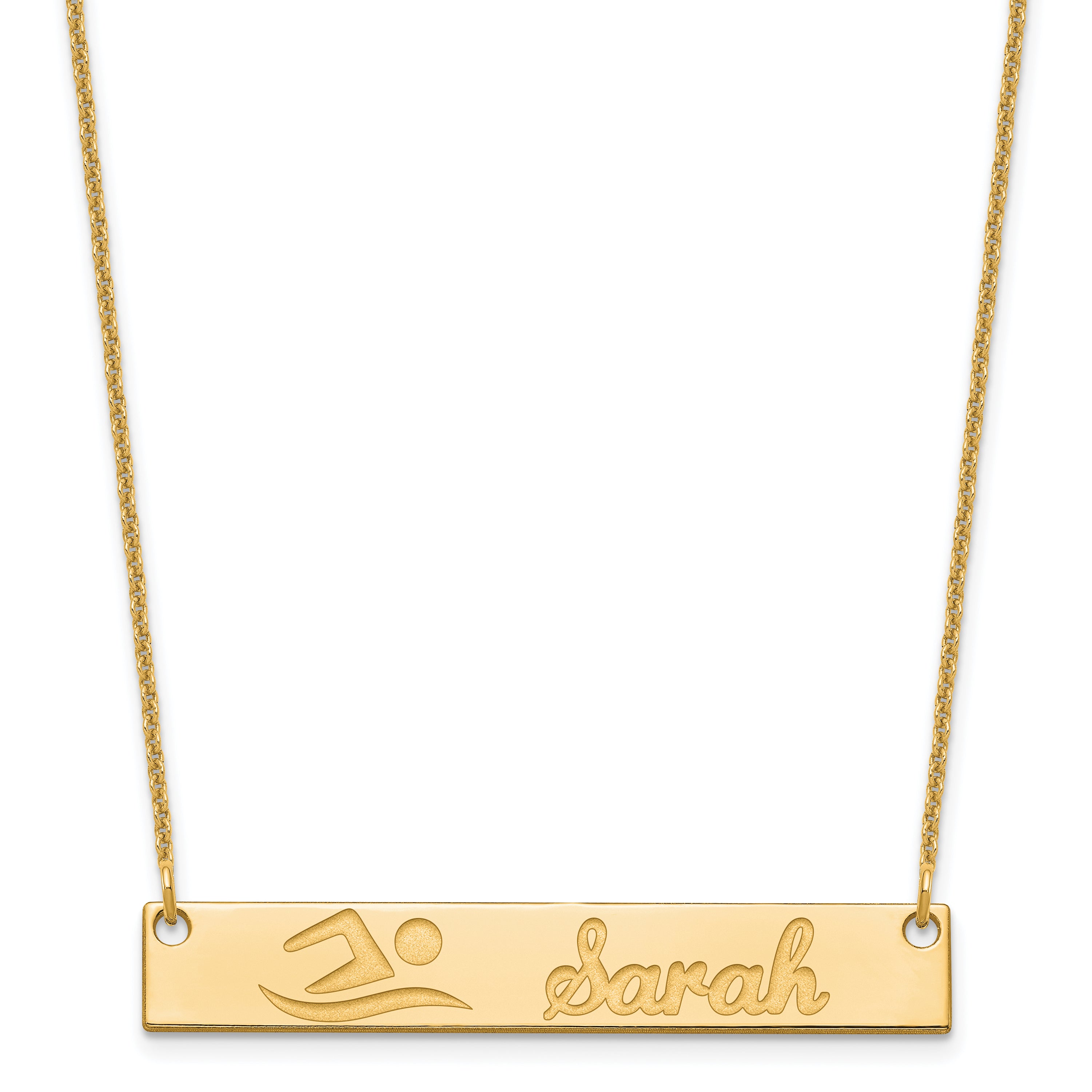 14K Yellow Gold Medium Customized Bar Necklace