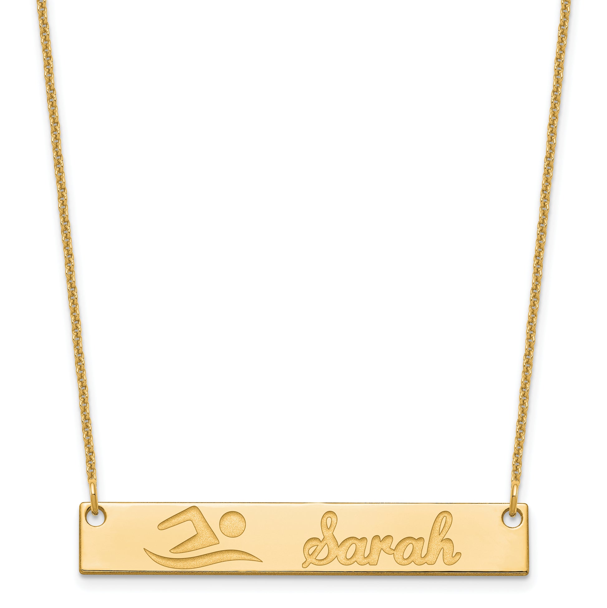 14K Yellow Gold Medium Customized Bar Necklace