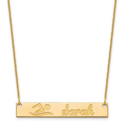 14K Yellow Gold Medium Customized Bar Necklace