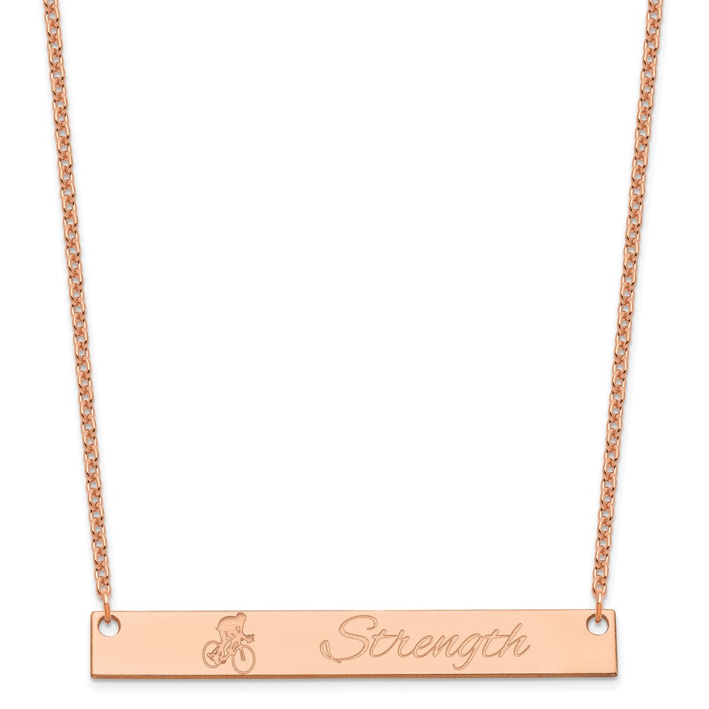 Rose Plated Sterling Silver/Rose Large Customized Bar Necklace