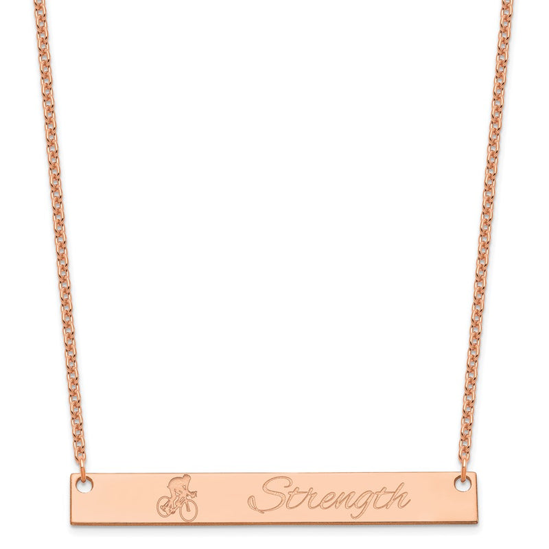 Rose Plated Sterling Silver/Rose Large Customized Bar Necklace