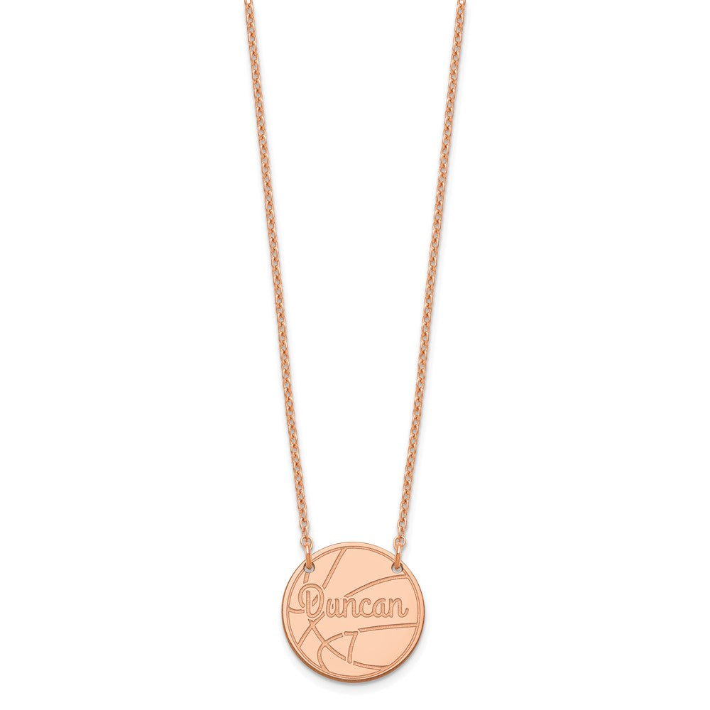 Rose Plated Sterling Silver/Rose Small Customized Circle Necklace
