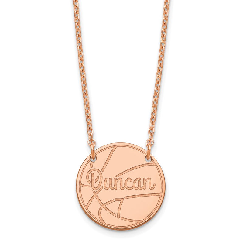Rose Plated Sterling Silver/Rose Small Customized Circle Necklace