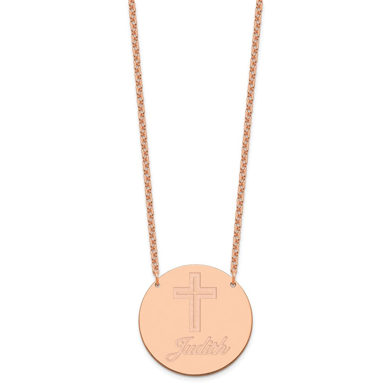 Rose Plated Sterling Silver/Rose Large Customized Circle Necklace