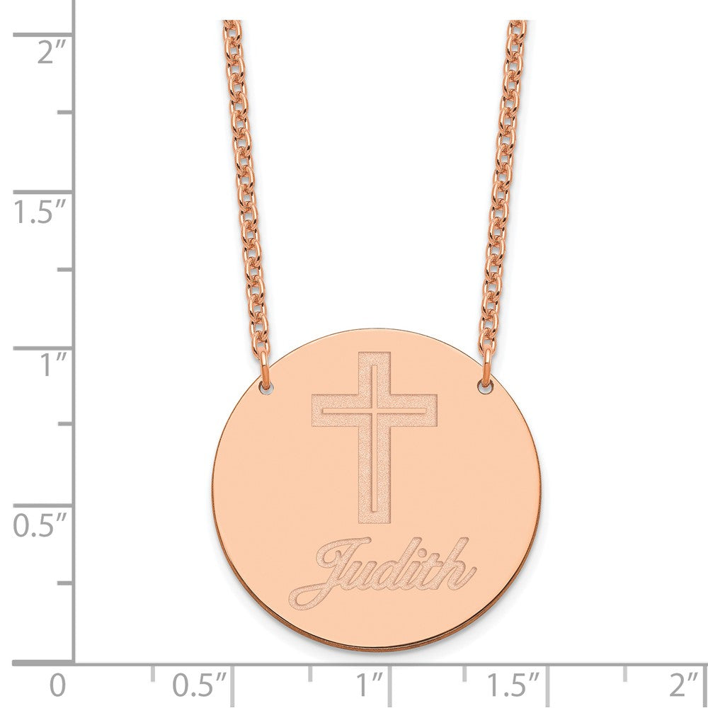 Rose Plated Sterling Silver/Rose Large Customized Circle Necklace
