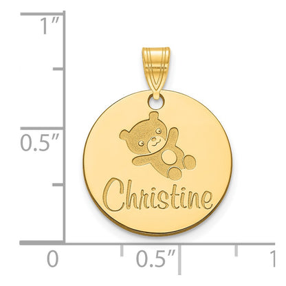 14K Yellow Gold Small Customized Round Pendant