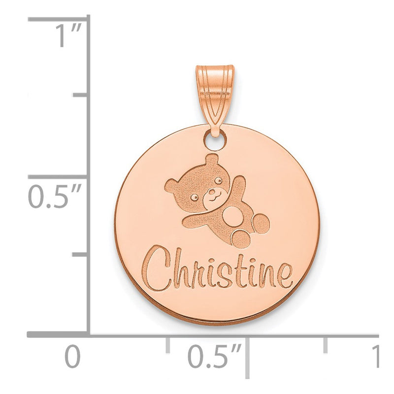 Rose Plated Sterling Silver/Rose Small Customized Round Pendant
