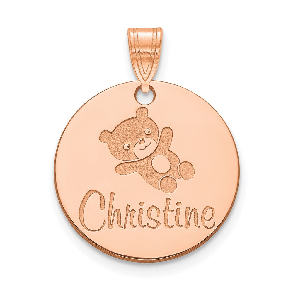 Rose Plated Sterling Silver/Rose Small Customized Round Pendant