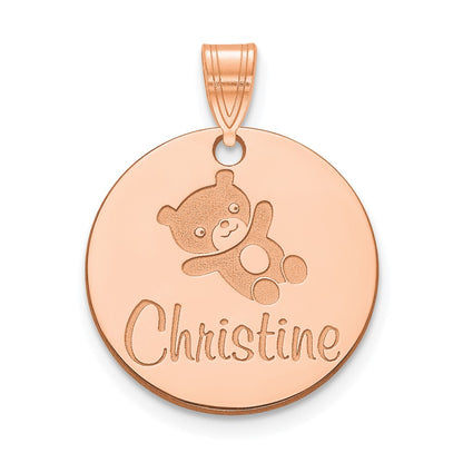 Rose Plated Sterling Silver/Rose Small Customized Round Pendant