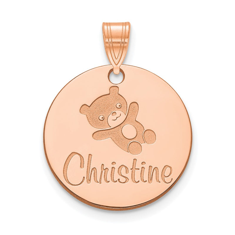 Rose Plated Sterling Silver/Rose Small Customized Round Pendant