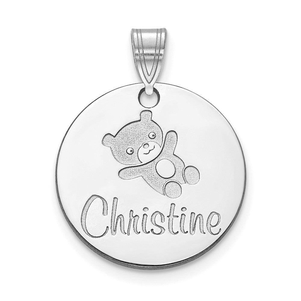 14K White Gold Small Customized Round Pendant