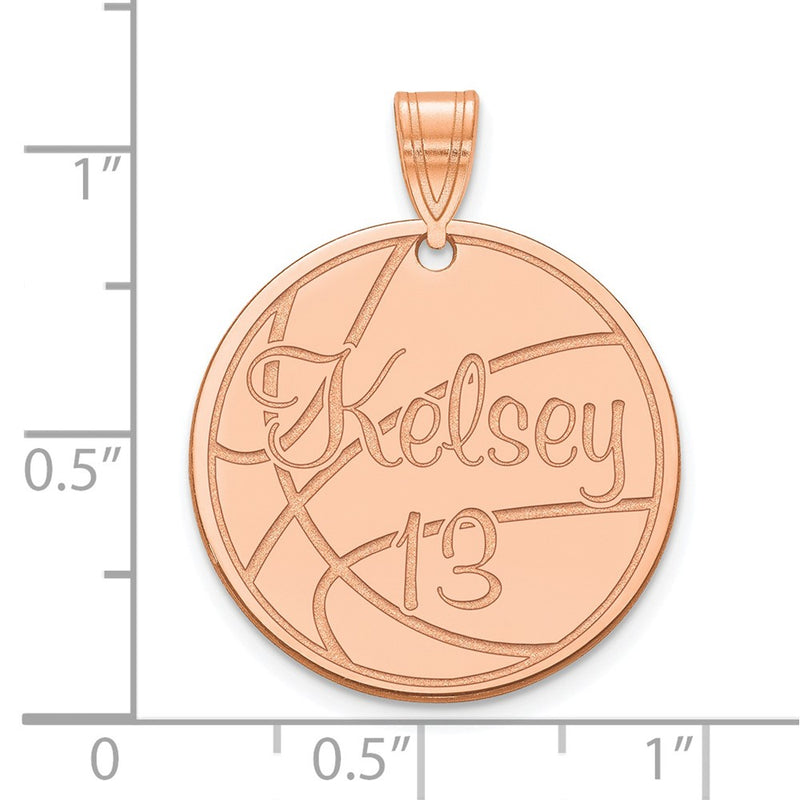 Rose Plated Sterling Silver/Rose Medium Customized Round Pendant