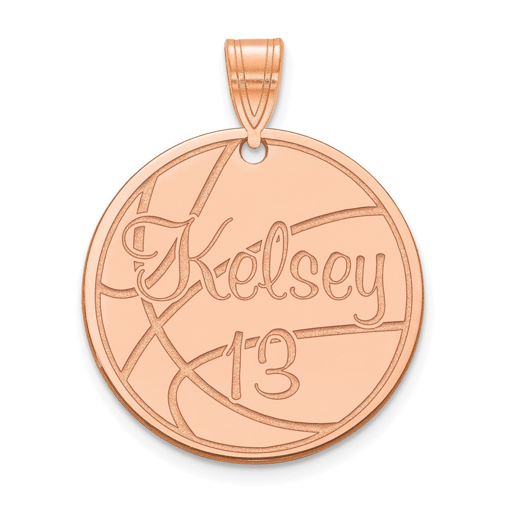 Rose Plated Sterling Silver/Rose Medium Customized Round Pendant