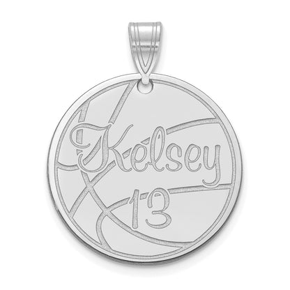 14K White Gold Medium Customized Round Pendant