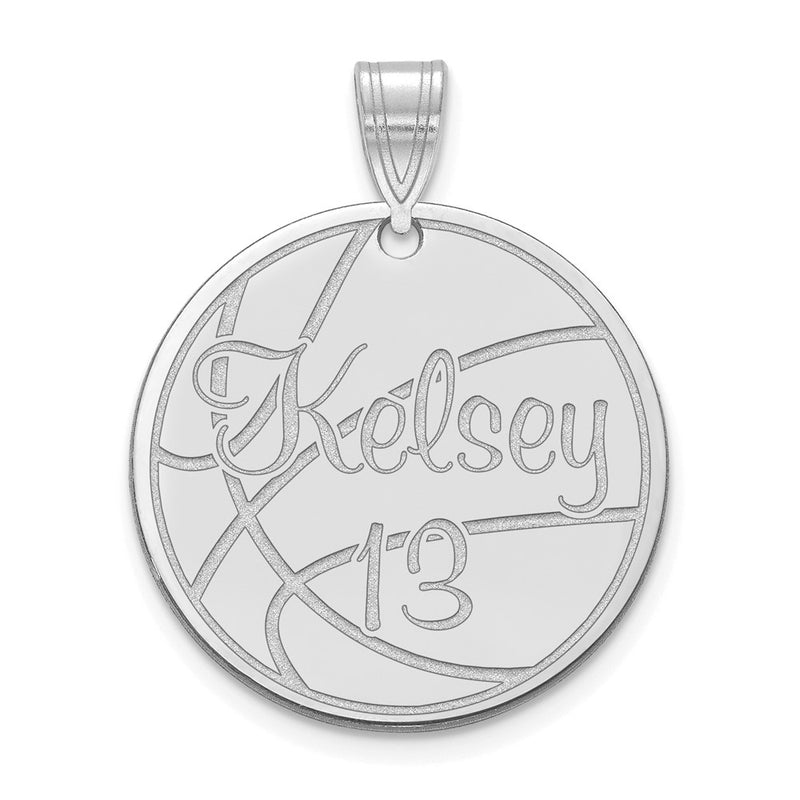 14K White Gold Medium Customized Round Pendant