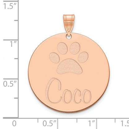 Rose Plated Sterling Silver/Rose Large Customized Circle Pendant