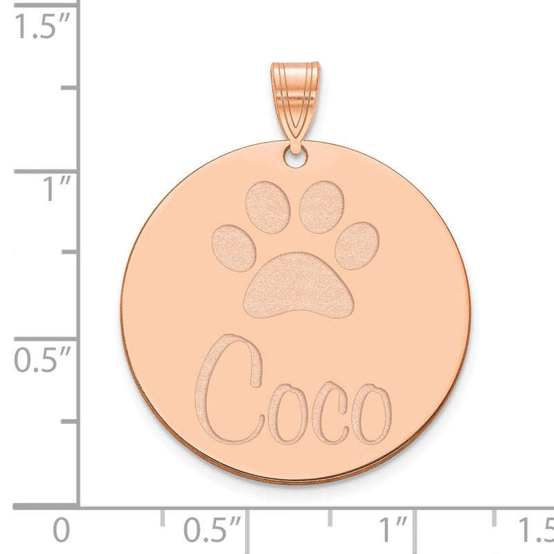 Rose Plated Sterling Silver/Rose Large Customized Circle Pendant