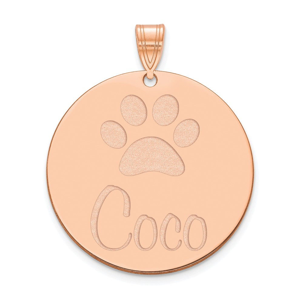 Rose Plated Sterling Silver/Rose Large Customized Circle Pendant