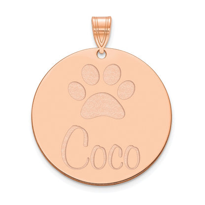 Rose Plated Sterling Silver/Rose Large Customized Circle Pendant