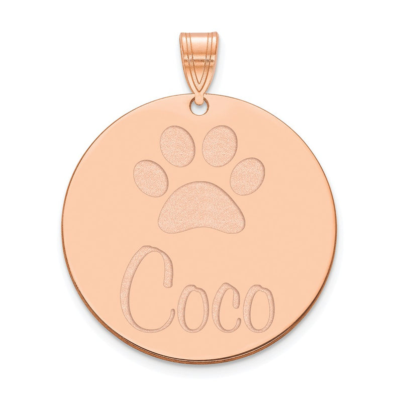 Rose Plated Sterling Silver/Rose Large Customized Circle Pendant