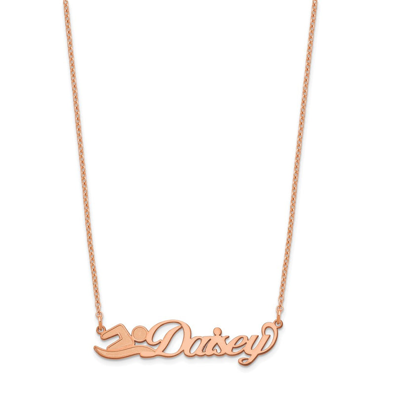 Rose Plated Sterling Silver/Rose Small Customized Name Plate Necklace