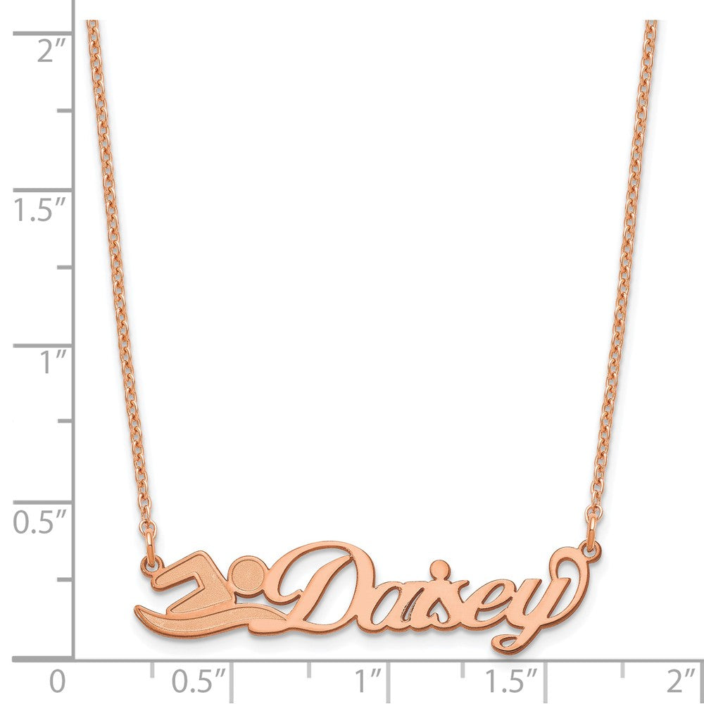 Rose Plated Sterling Silver/Rose Small Customized Name Plate Necklace