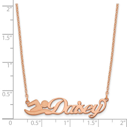Rose Plated Sterling Silver/Rose Small Customized Name Plate Necklace