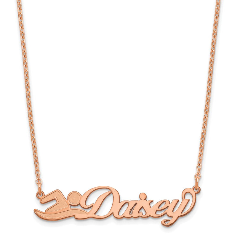 Rose Plated Sterling Silver/Rose Small Customized Name Plate Necklace