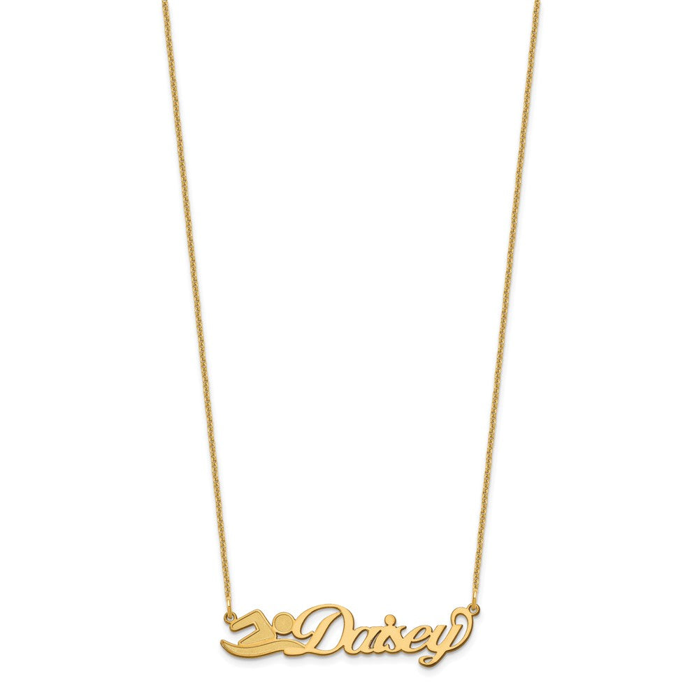 14K Yellow Gold Small Customized Name Plate Necklace