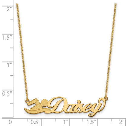 14K Yellow Gold Small Customized Name Plate Necklace