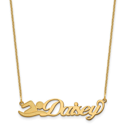 14K Yellow Gold Small Customized Name Plate Necklace