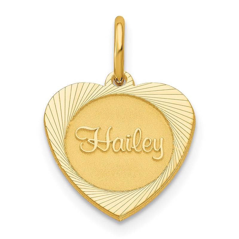 Gold Plated Sterling Silver/Gold Small Heart Disc Name Charm