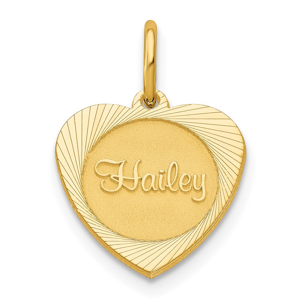 14K Yellow Gold Small Heart Disc Name Charm