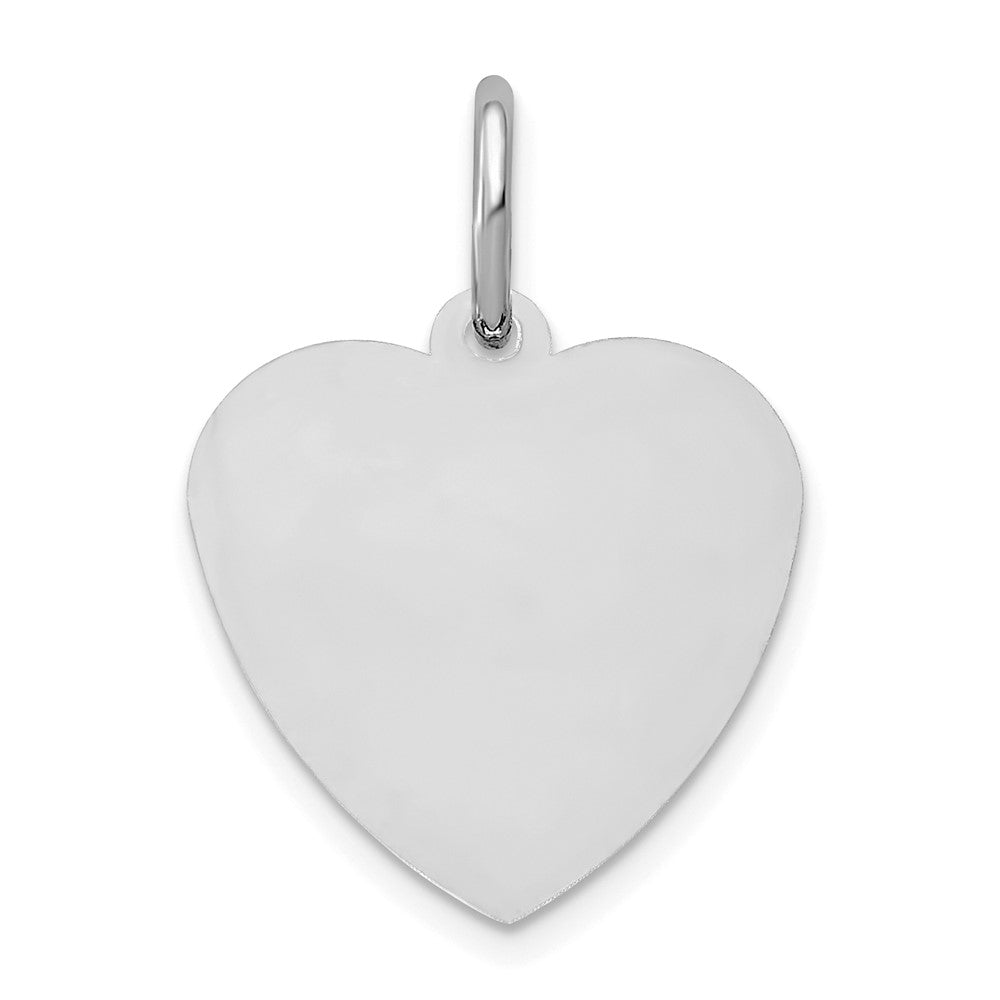 Sterling Silver Silver/Rhodium Plated Small Heart Disc Name Charm