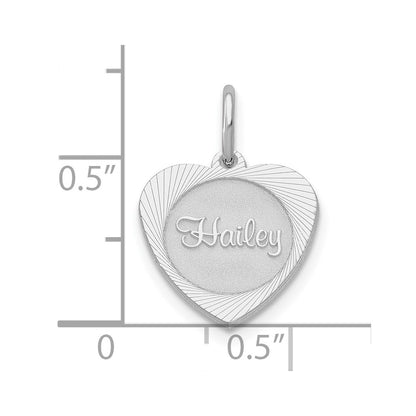14K White Gold Small Heart Disc Name Charm