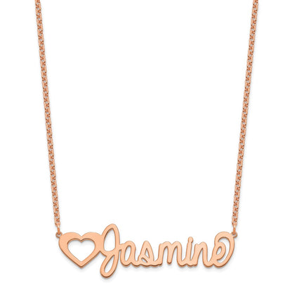 Rose Plated Sterling Silver/Rose Large Customized Name Plate Necklace