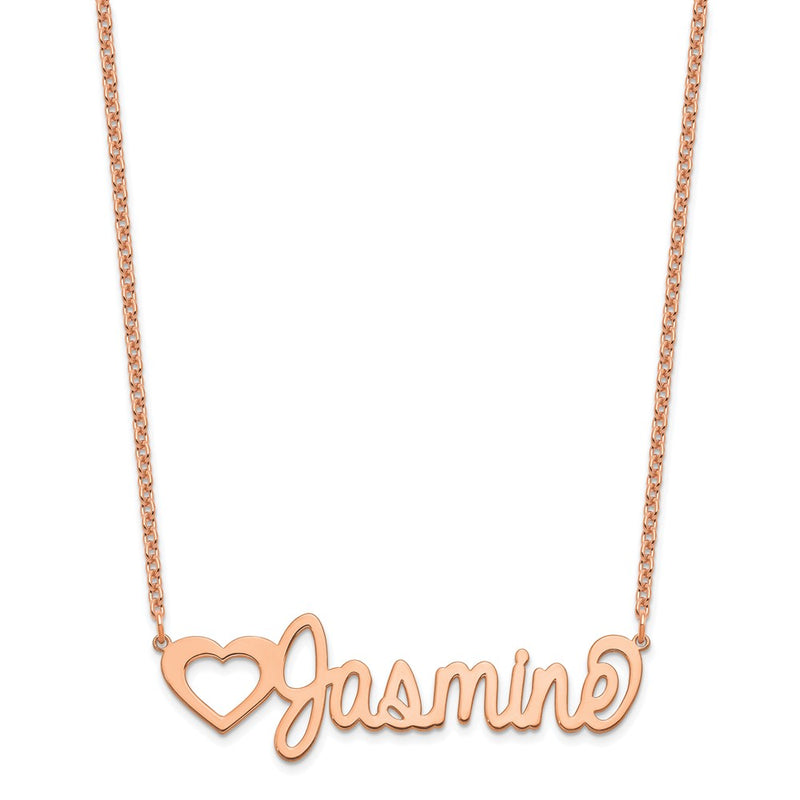Rose Plated Sterling Silver/Rose Large Customized Name Plate Necklace