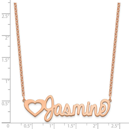 Rose Plated Sterling Silver/Rose Large Customized Name Plate Necklace