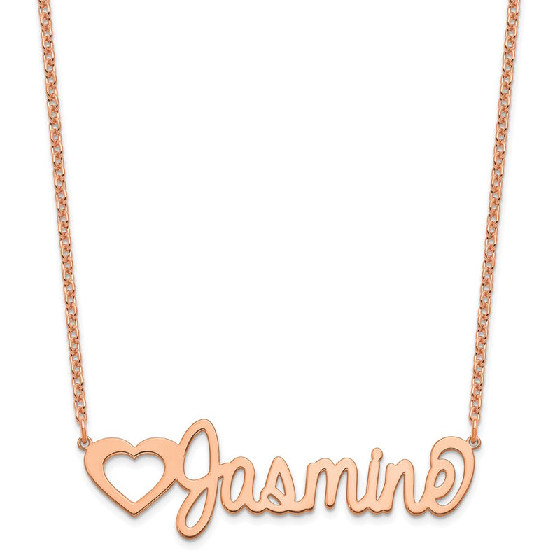 Rose Plated Sterling Silver/Rose Large Customized Name Plate Necklace