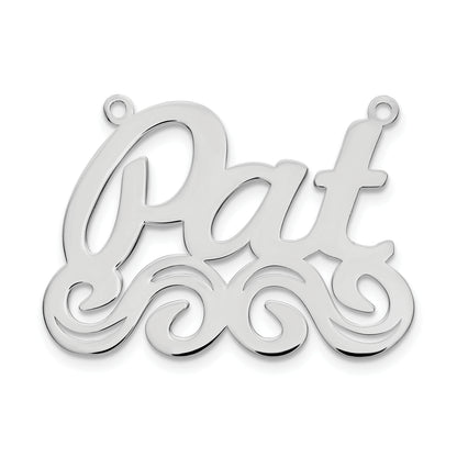 Sterling Silver Silver/Rhodium Plated Large Polished Name Plate