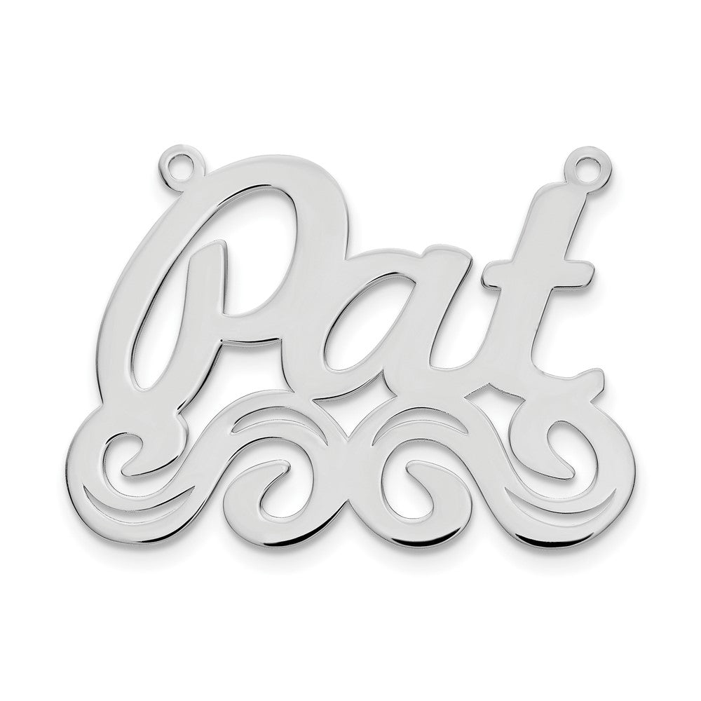 Sterling Silver Silver/Rhodium Plated Large Polished Name Plate