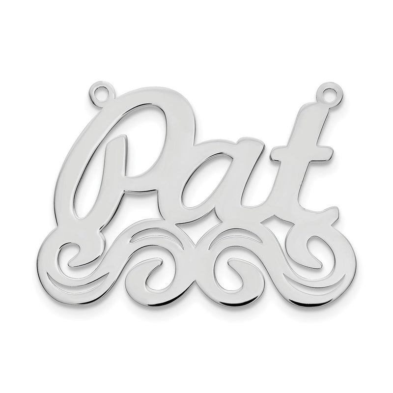 Sterling Silver Silver/Rhodium Plated Large Polished Name Plate