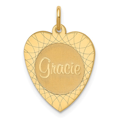 Gold Plated Sterling Silver/Gold Heart Disc Name Charm