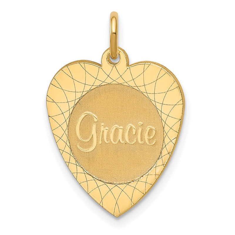 Gold Plated Sterling Silver/Gold Heart Disc Name Charm